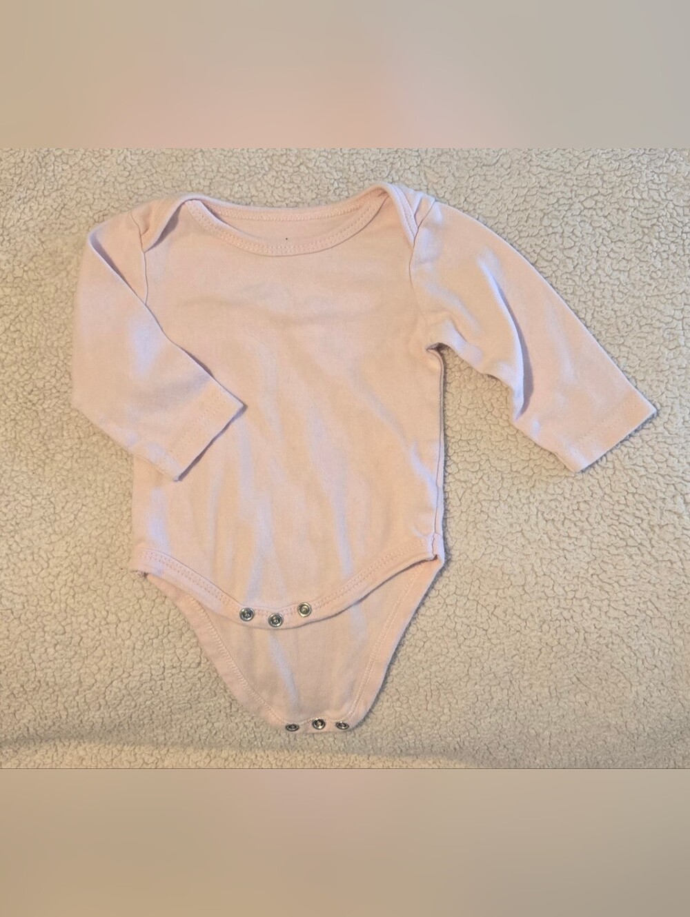 Long-Sleeve Baby Bodysuit in Light Pink